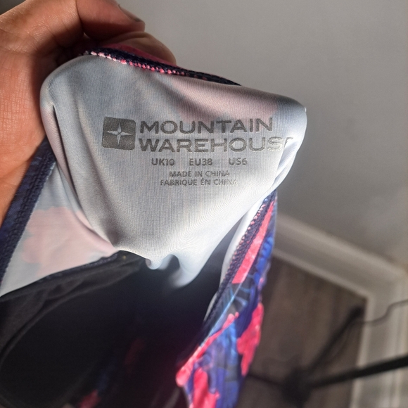 Mountain Warehouse Navy Blue and Pibk Floral Halter Swimsuit with Built in Bra - Picture 4 of 4